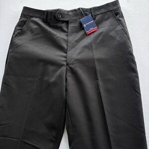 Stafford Performance 100% Wool Black Suit Pants 36x32 Fitted Wrinkle Resist